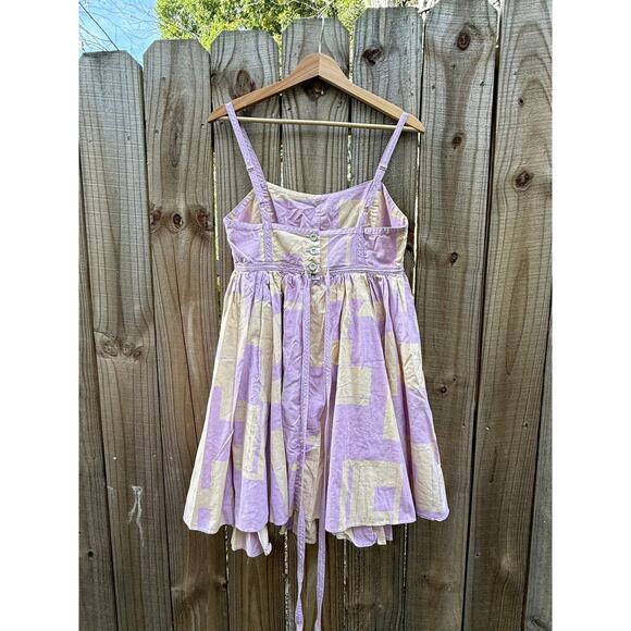 Y2K Lilac & Butter Babydoll Sundress, Cotton Mini, Cottagecore - Picture 3 of 8